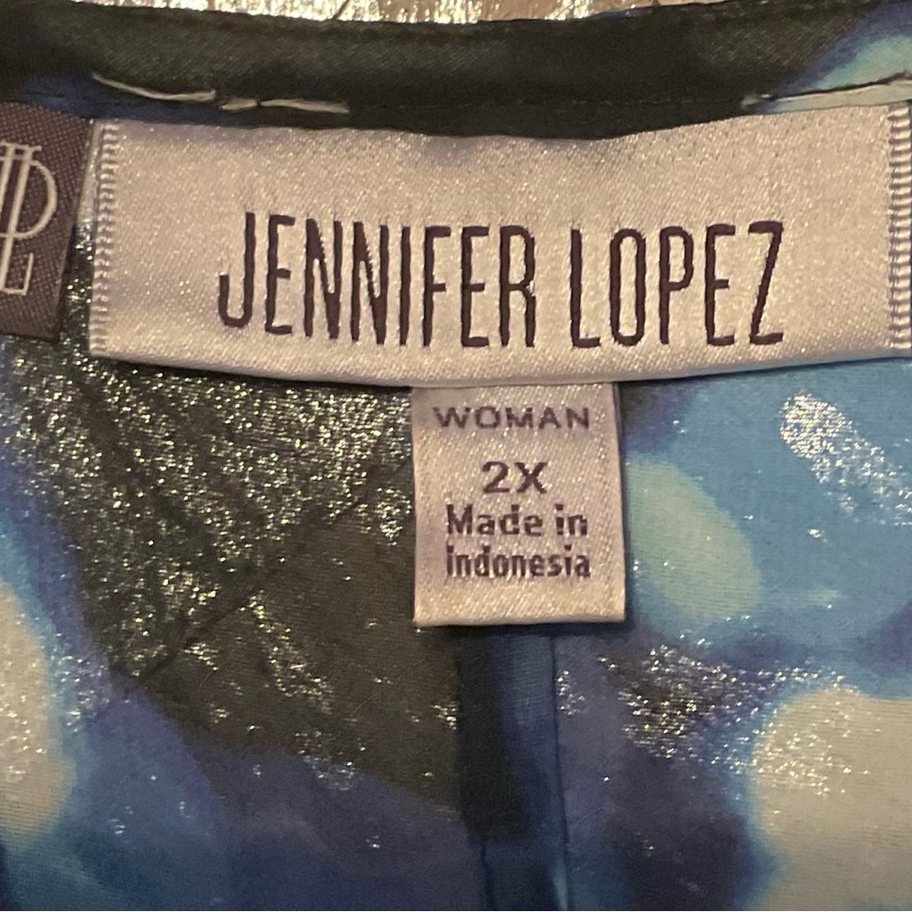 Jennifer Lopez Abstract Blue and Black Blouse - Picture 2 of 2